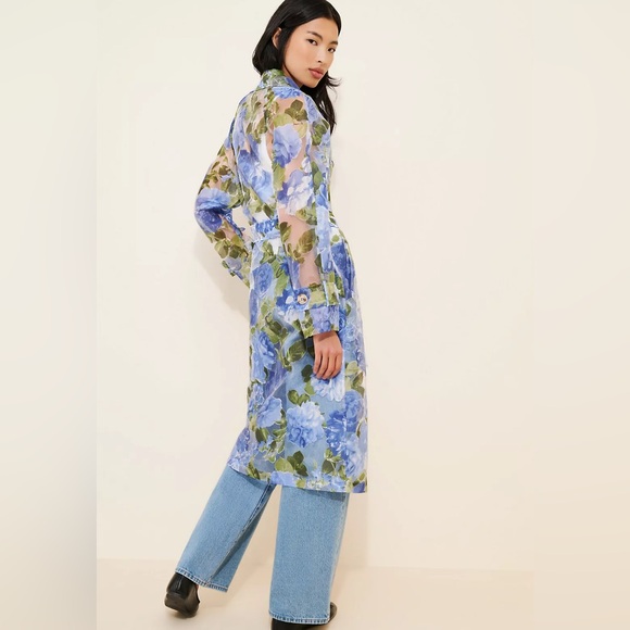 Floral Trench Coat, Anthropologie - If By Sea, Size Large - Picture 13 of 15